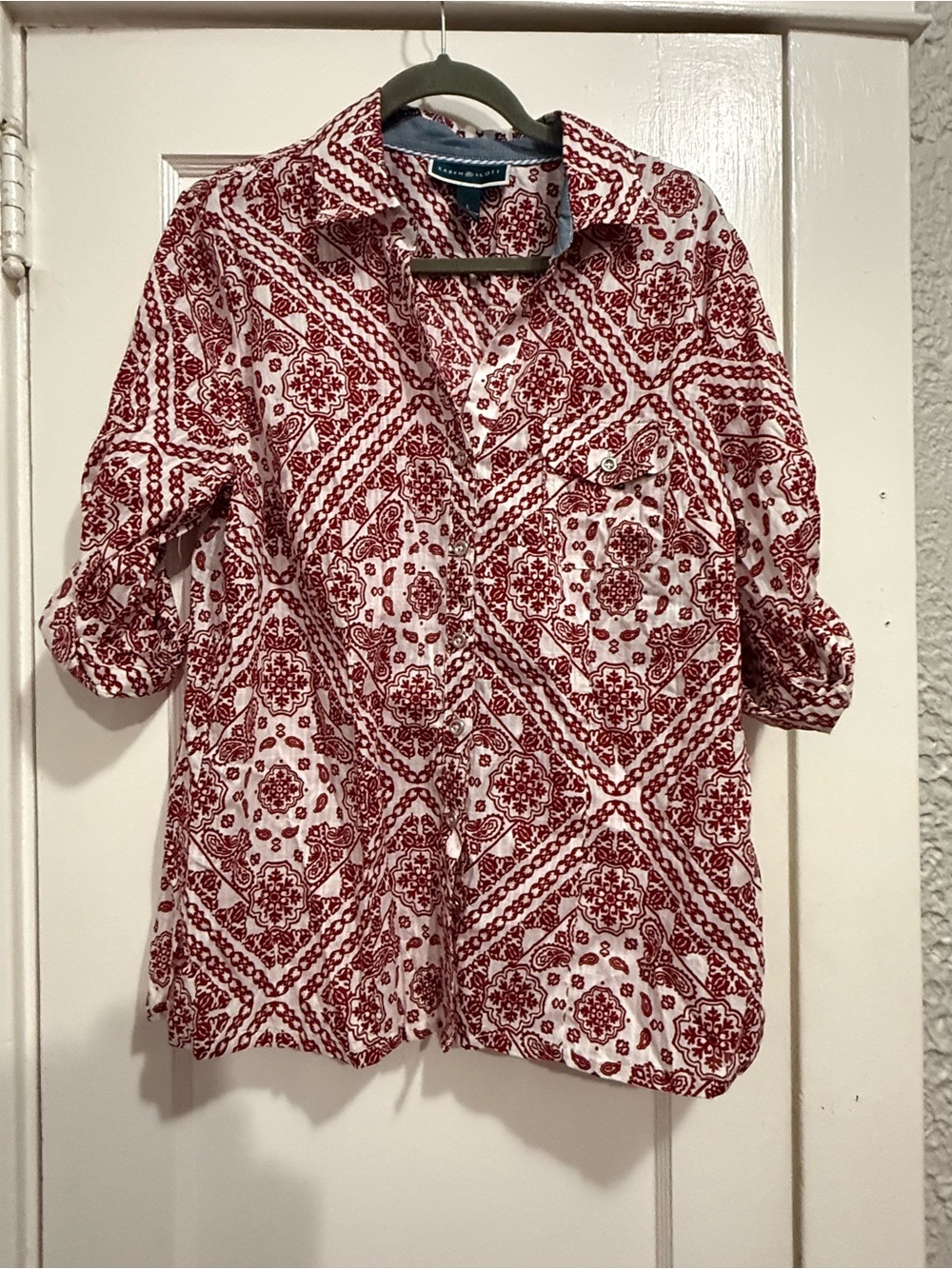 NWT Karen Scott Paisley Print Button-Down Shirt